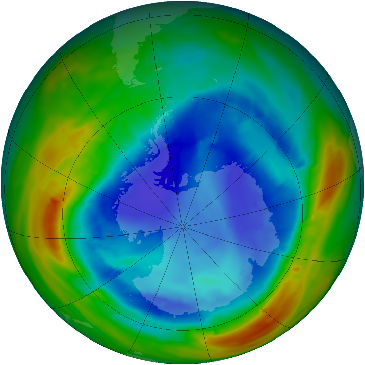 Antarctic ozone map for 28 August 2014